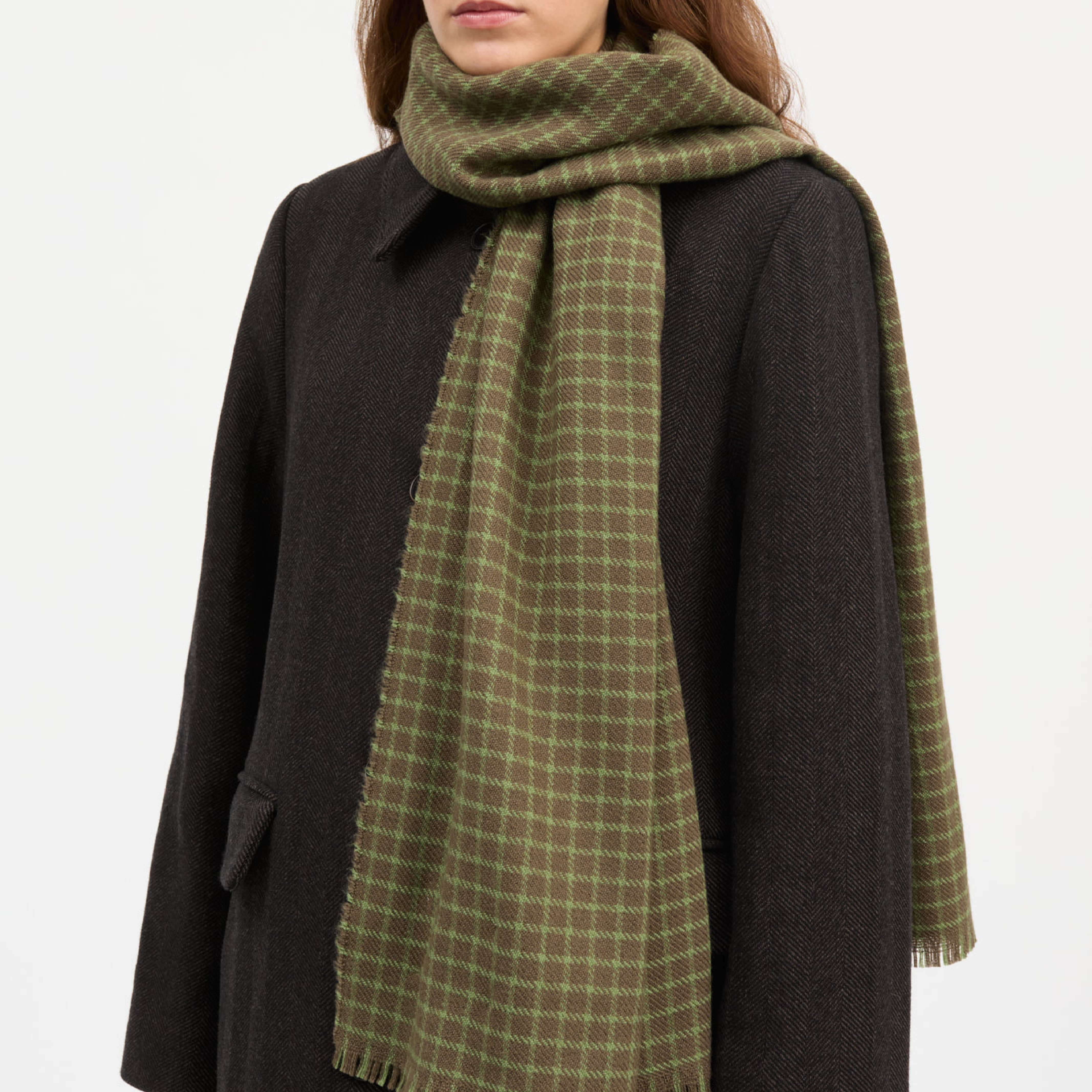 Nadelle Scarf, Brown/Green Check