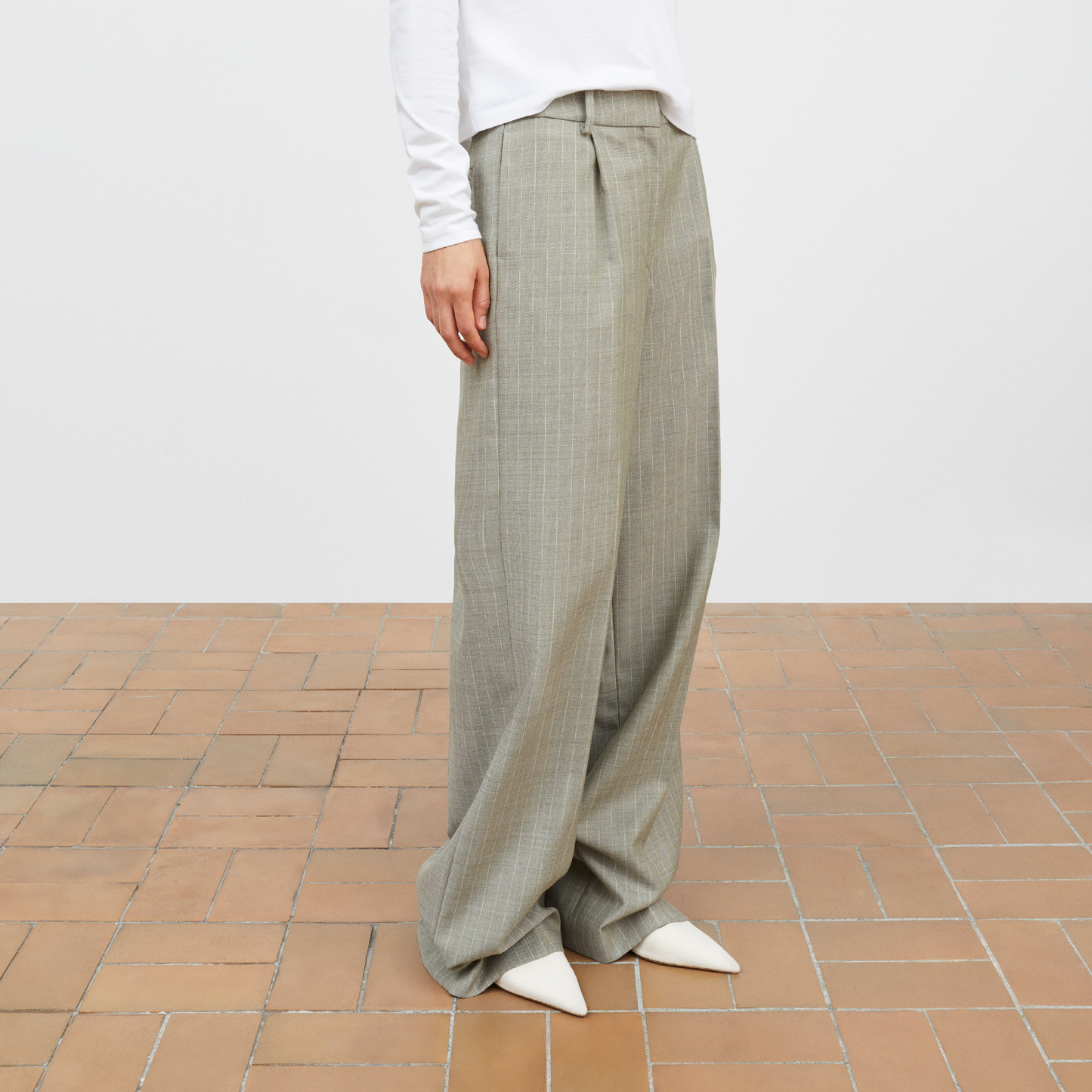 Thom Trousers, Light Grey/Ecru