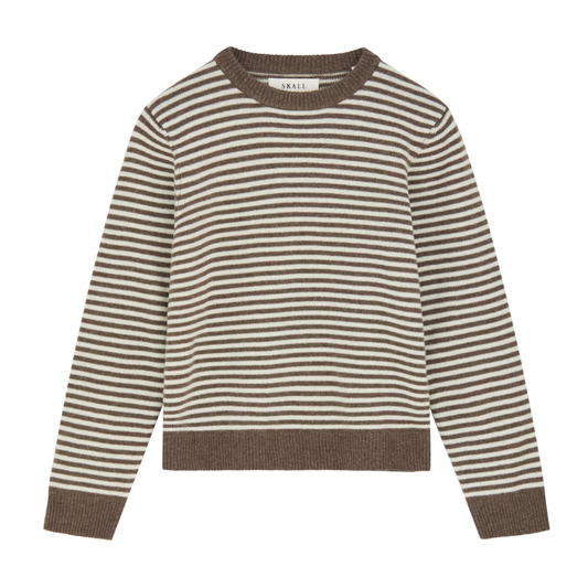 Cameron Jumper, White/Brown Mélange Stripe