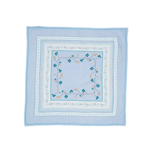 Skall Floral Scarf, Aqua (55x55 cm)