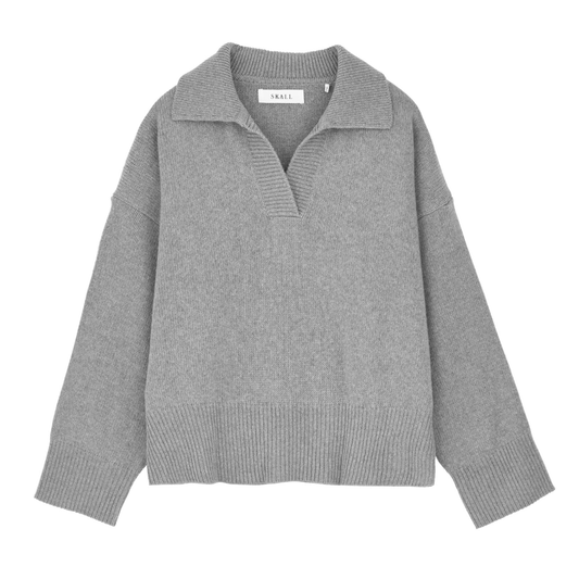 Dean V-Neck Jumper, Grey Melange