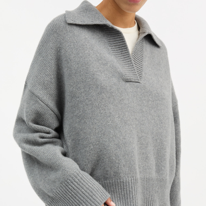 Dean V-Neck Jumper, Grey Melange