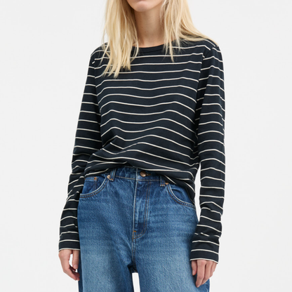 Loui Blouse, Navy/White Stripe
