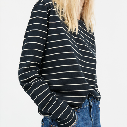 Loui Blouse, Navy/White Stripe