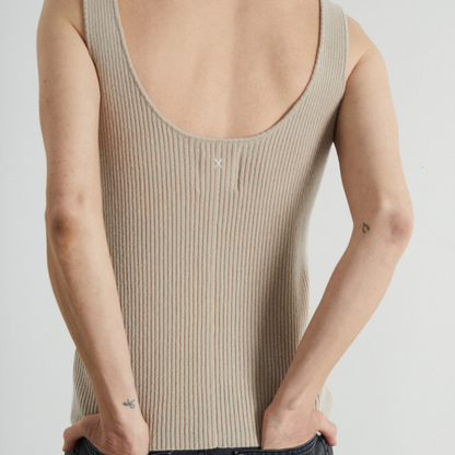 Womens Rib Cashmere Tank Top, Trench