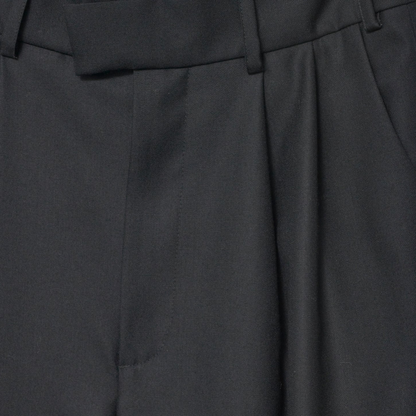Fine Wool Wide Box Trousers, Black