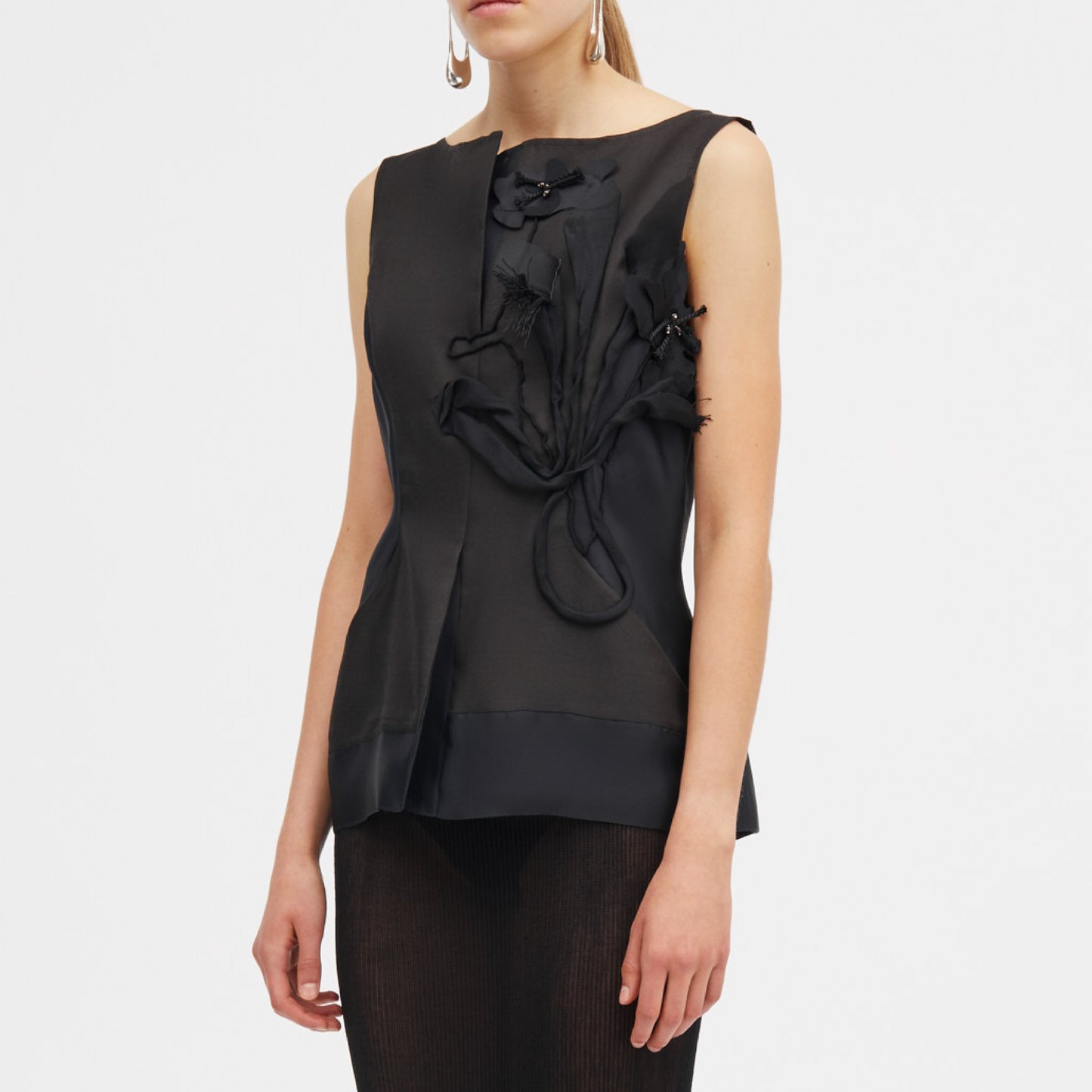 Tami-Atelier Silk Wool Twill Top, Black