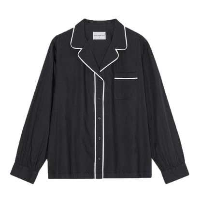 Bea Shirt Poplin, Moonless/Ecru