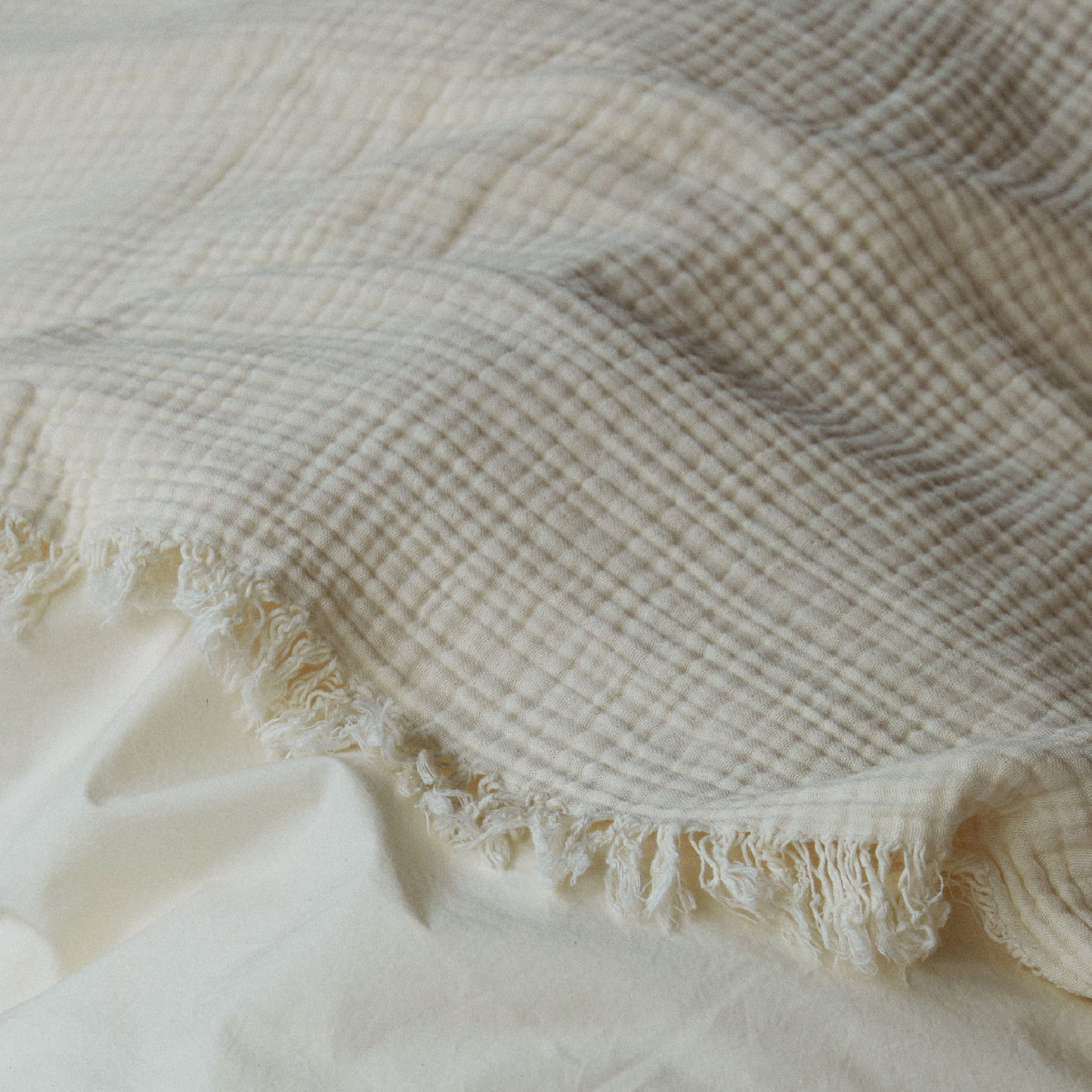 Cotton Throw Tæppe, Pure Ecru (150x200)