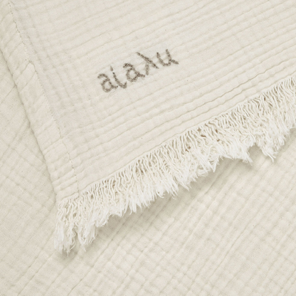 Cotton Throw Tæppe, Pure Ecru (150x200)