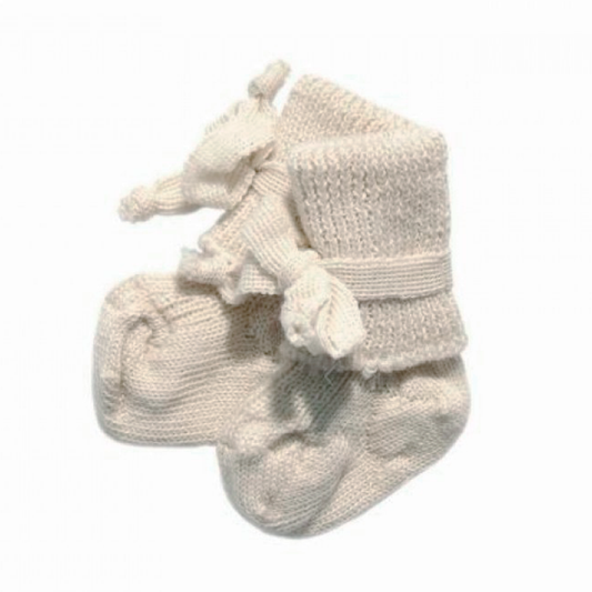 Organic Baby Wool Socks With Ribbon, Natural