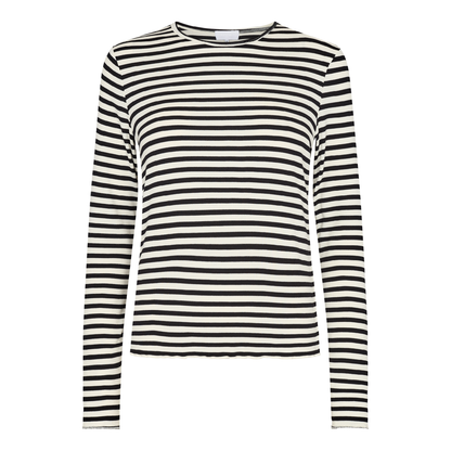 Ika 11 Langærmet Bluse, Off White/Sort