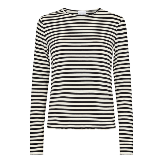 Ika 11 Langærmet Bluse, Off White/Sort