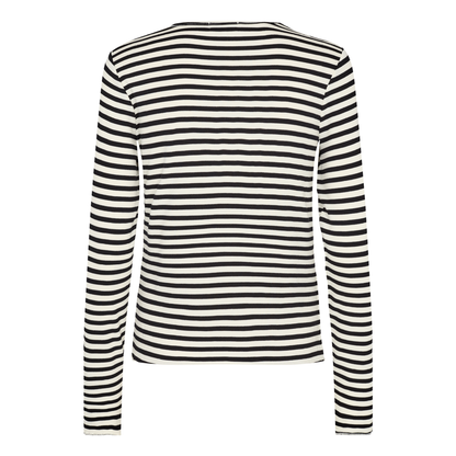 Ika 11 Langærmet Bluse, Off White/Sort