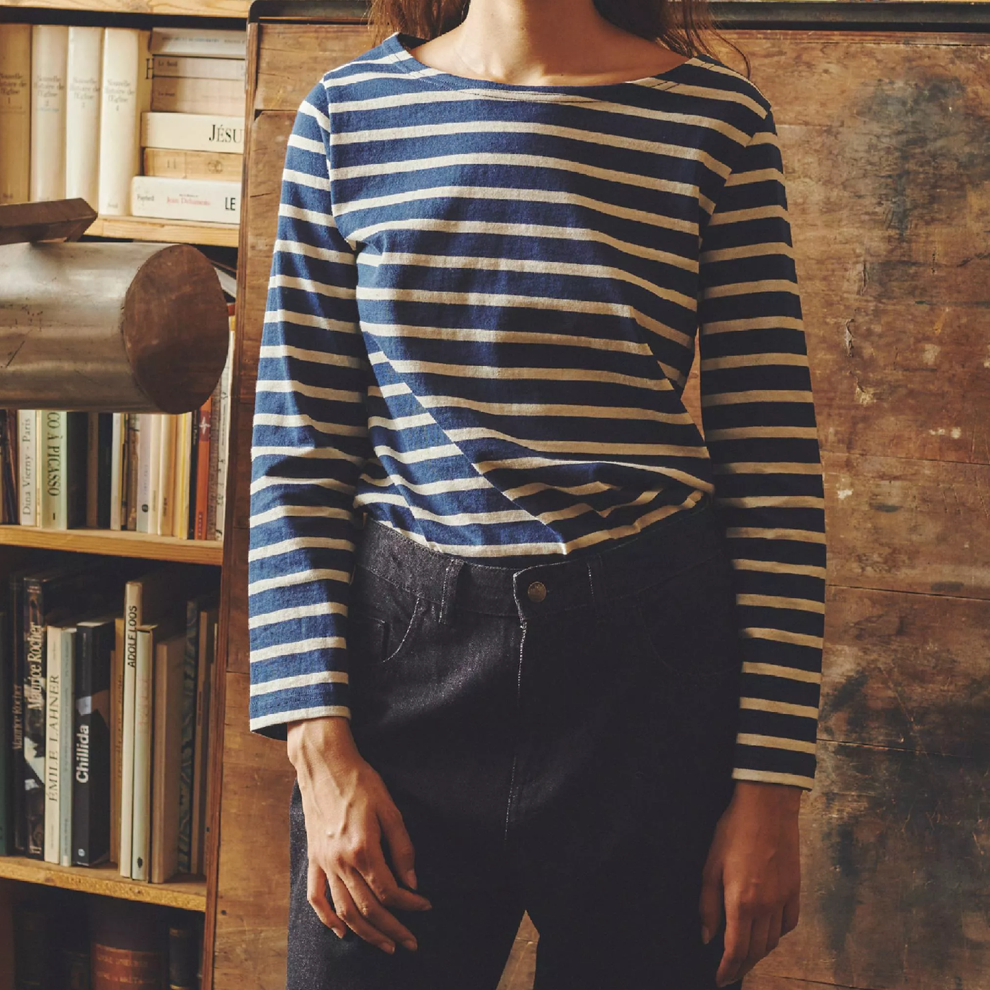 Tilda Long Sleeve, Navy/Off-White