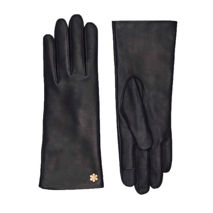 Anna Pearl Leather Gloves, Black
